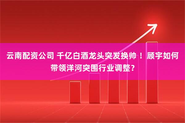 云南配资公司 千亿白酒龙头突发换帅 ！顾宇如何带领洋河突围行业调整？