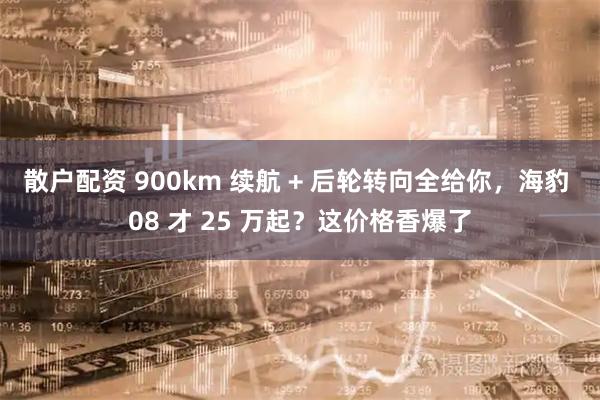 散户配资 900km 续航 + 后轮转向全给你，海豹 08 才 25 万起？这价格香爆了
